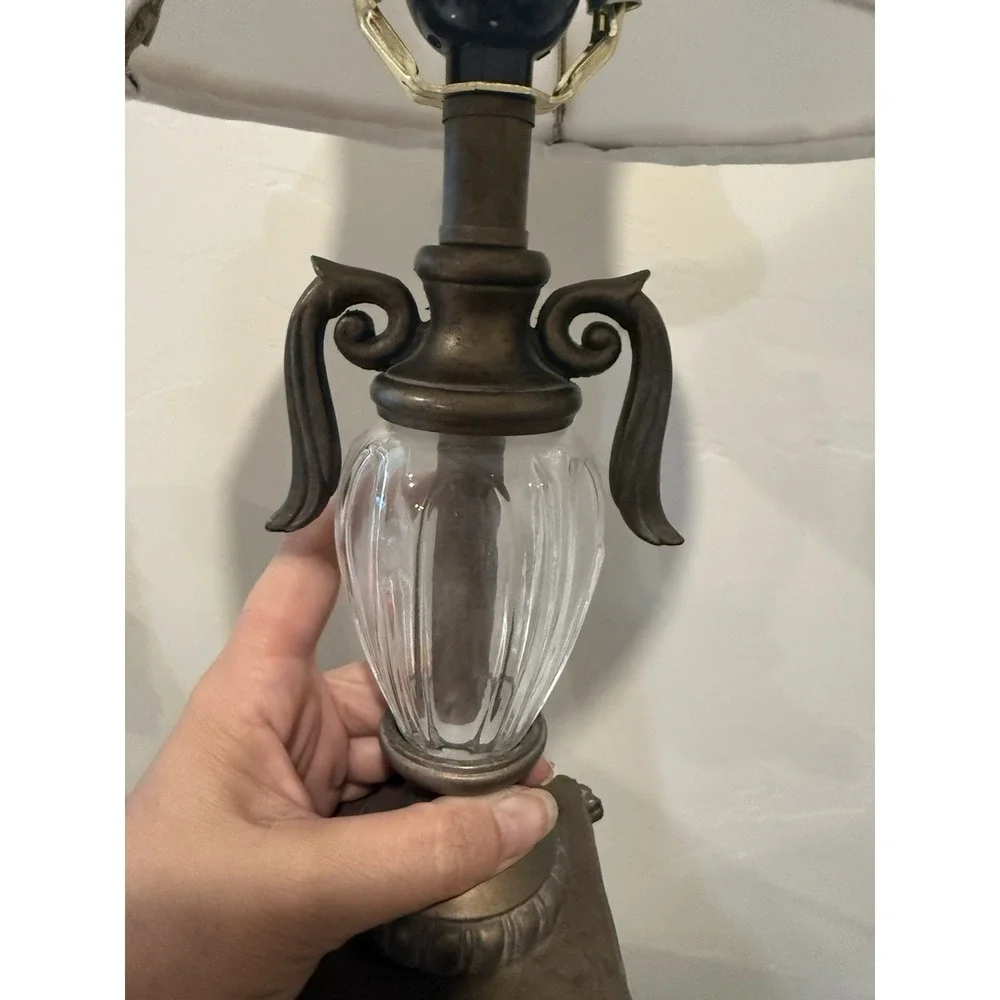 Vintage Lot Of 2  Hollywood Regency Glass Urn Lamps Shabby chic French Country
